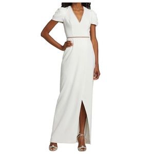 ML Monique Lhuillier Draped Sleeve Gown